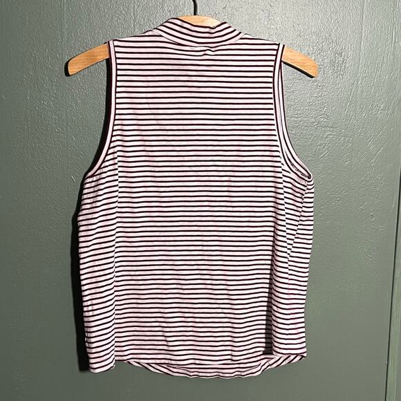 Universal Thread Mock Neck Sleeveless Striped Tank Top Large Burgundy - Picture 5 of 6